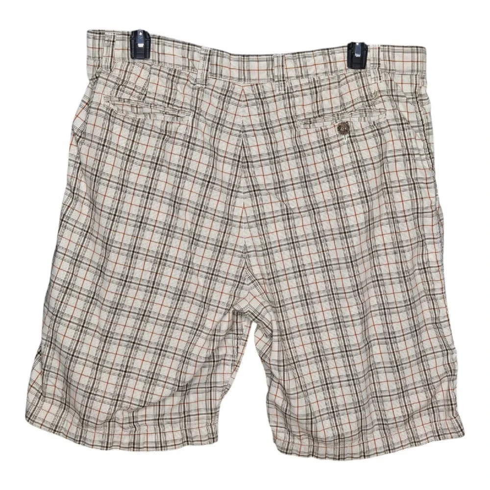 Urban‎ Up Shorts Mens 40 Beige Brown Plaid Flat Front Cotton Casual Chino